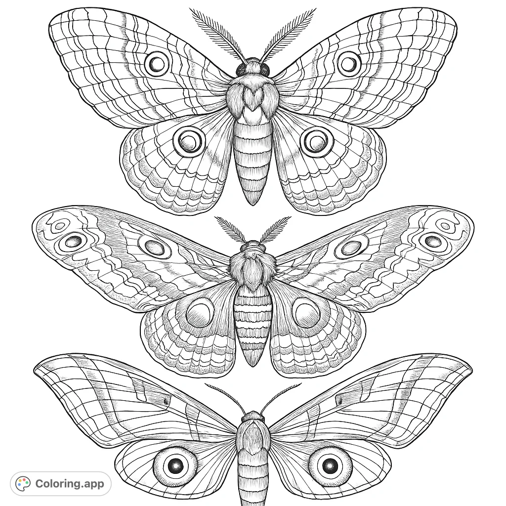 Key Moth Colouring Realistic Moth Collection - Coloring.app
