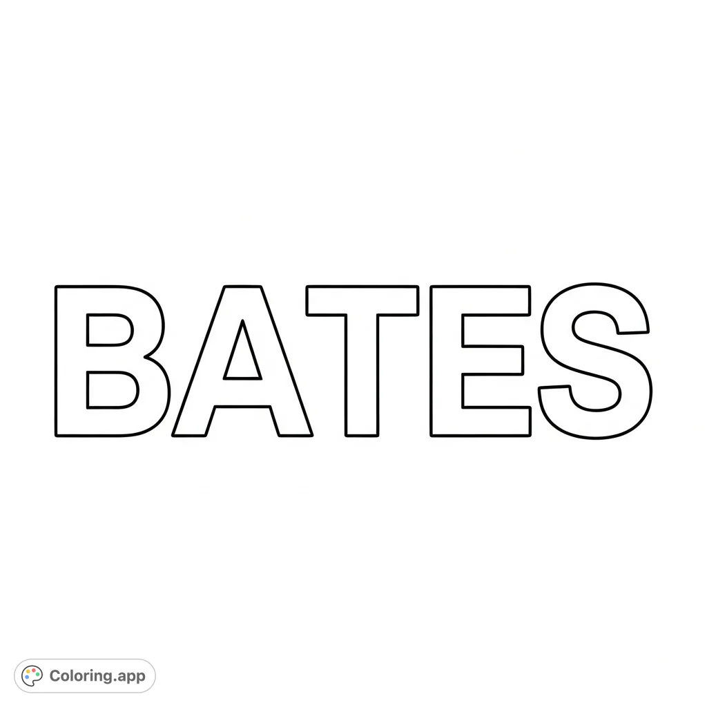 Bates Lettering BATES Name Design - Coloring.app