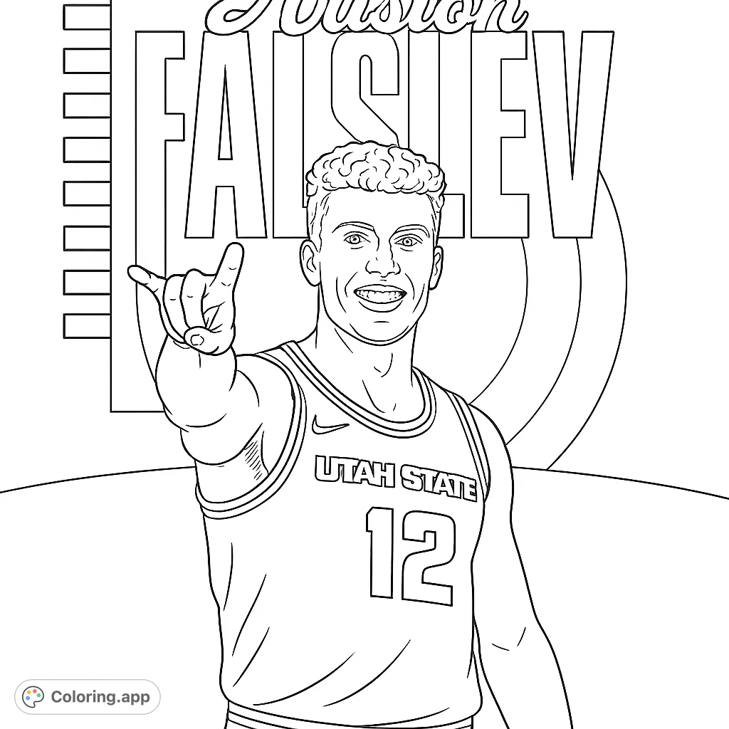 Color a dynamic basketball player in a jersey with number 12, making a friendly gesture. Perfect for sports fans and aspiring athletes.