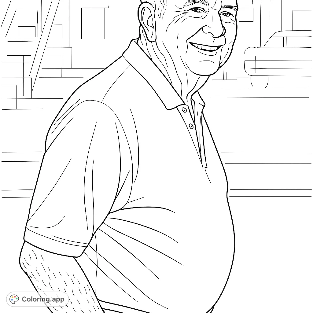 Capture the warmth of a smiling man in a casual polo shirt. A delightful portrait for all ages, perfect for adding your personal touch and vibrant hues.