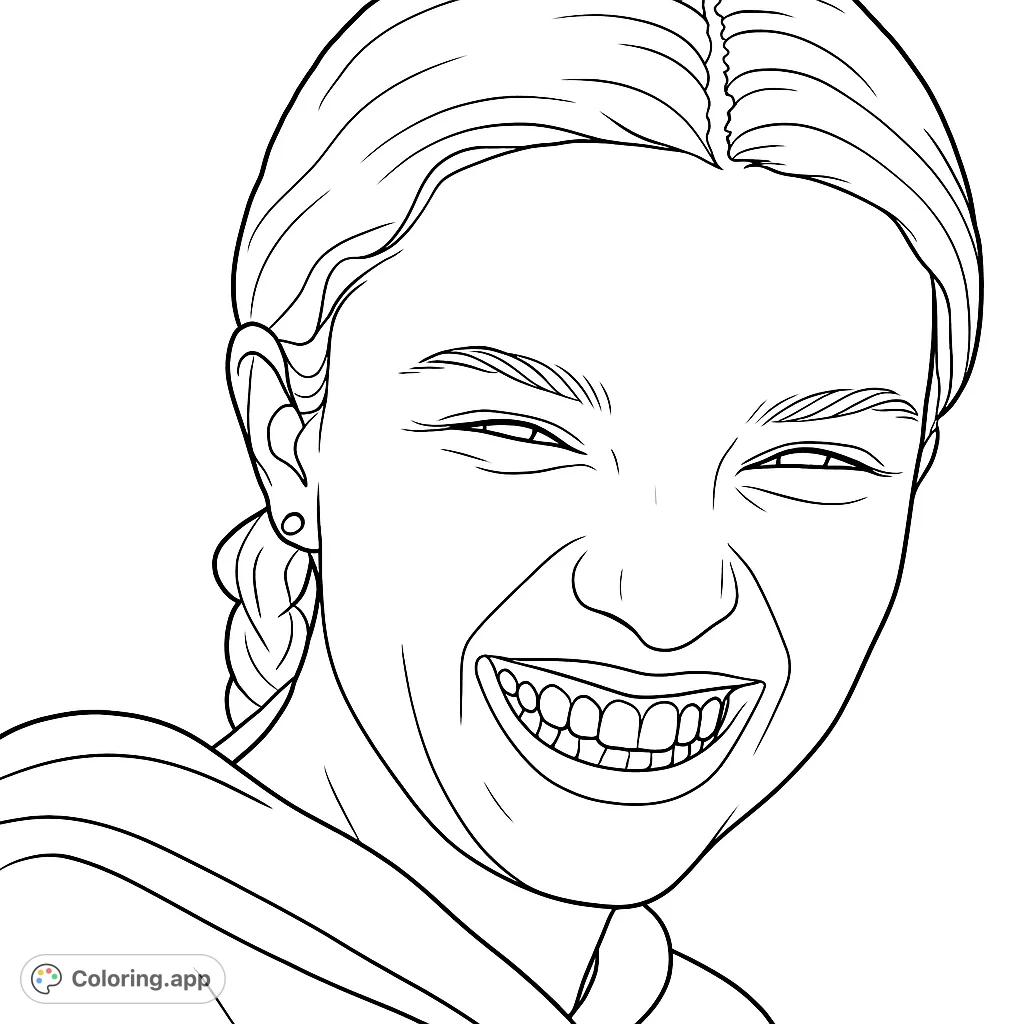 A delightful coloring page featuring a young person with a radiant, wide smile, perfect for expressing happiness and creativity.
