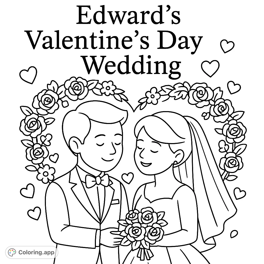 A charming Valentine's Day wedding text design, perfect for personalizing with your favorite hues. Celebrate love and special occasions with this unique printable.