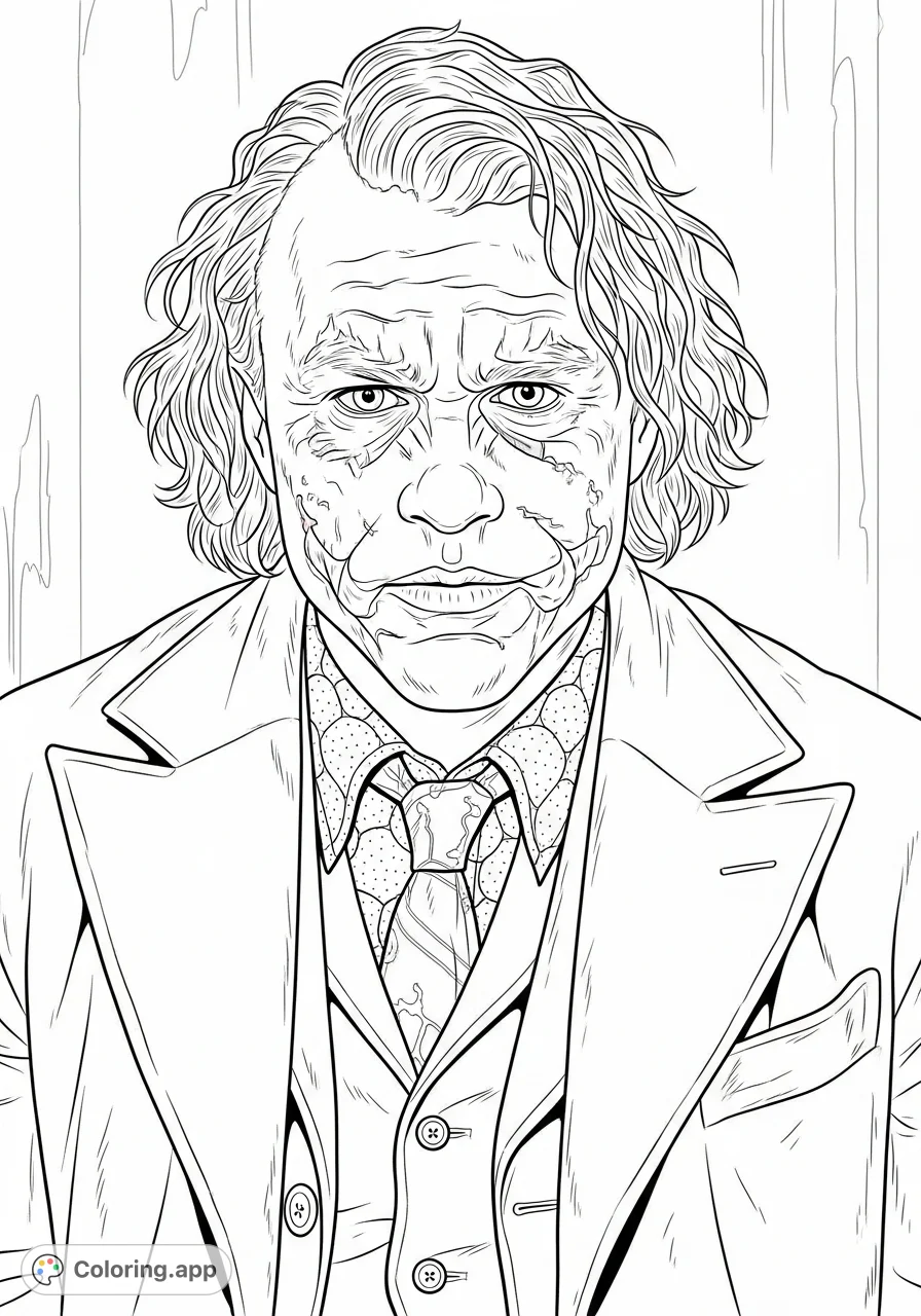 Unleash your creativity with this Heath Ledger Joker portrait. Capture the iconic villain's intensity with intricate details.