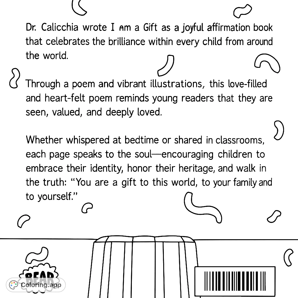 A whimsical collection of floating abstract shapes and patterned elements, perfect for creative expression and imaginative coloring.