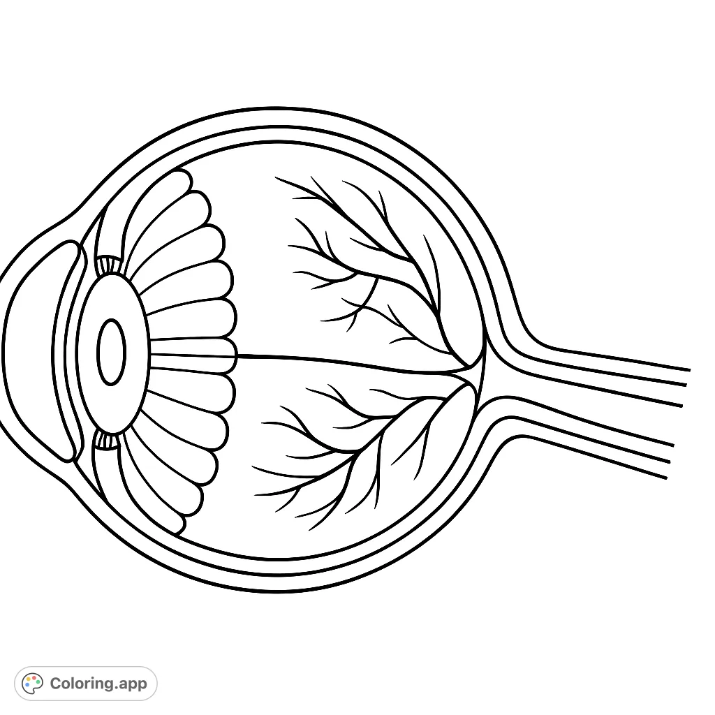 Explore the intricate structure of the human eye with this detailed anatomical diagram. Perfect for learning and creative coloring.