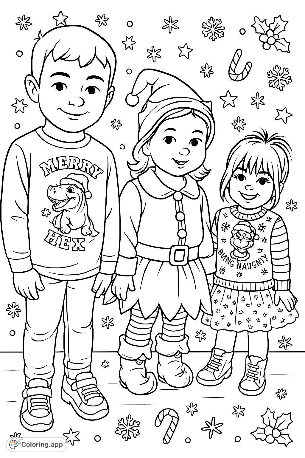 Festive Coloruing Cartoon Festive Kids Holiday Fun - Coloring.app
