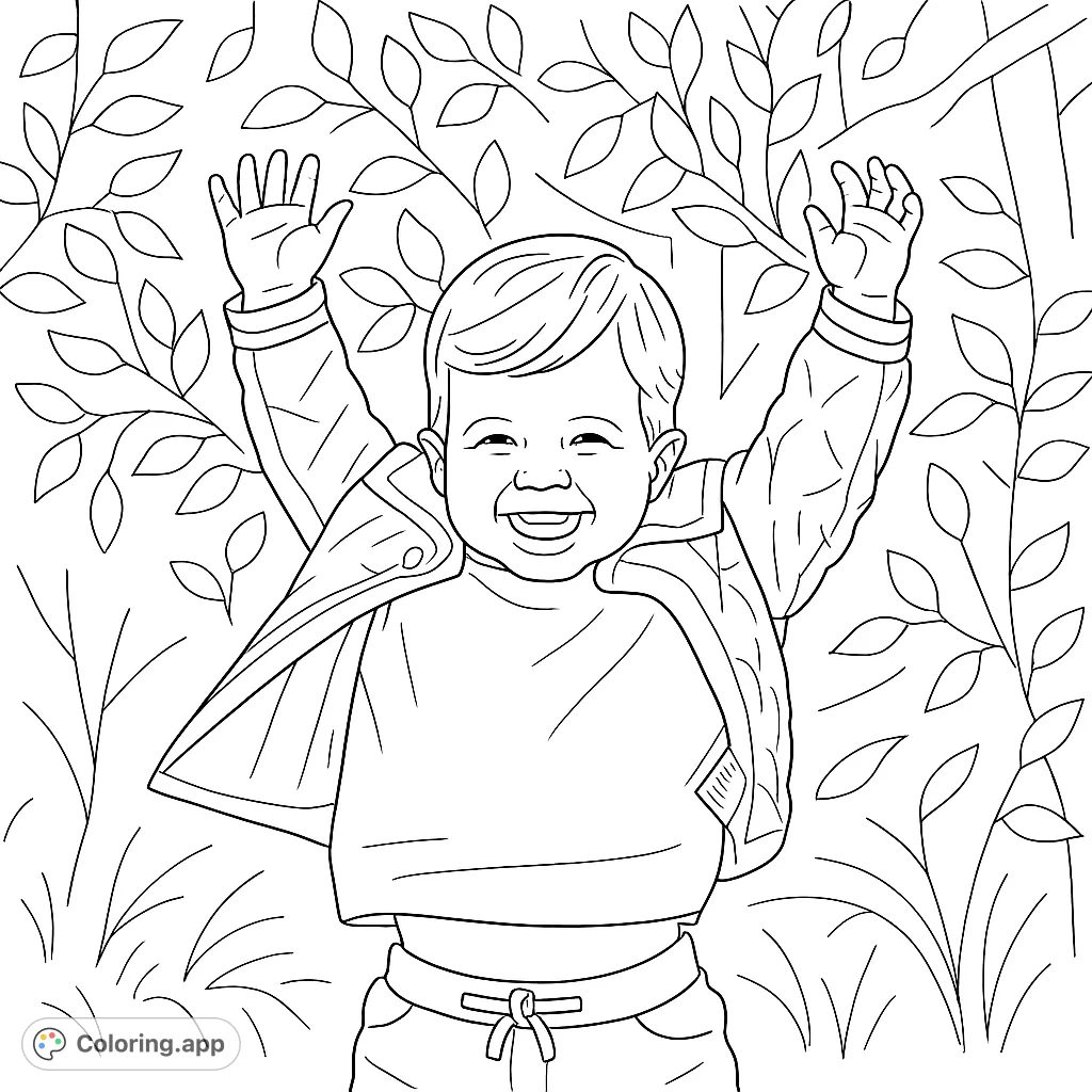 Capture a moment of pure joy with this happy child coloring page. Perfect for all ages to express creativity and bring a cheerful scene to life.