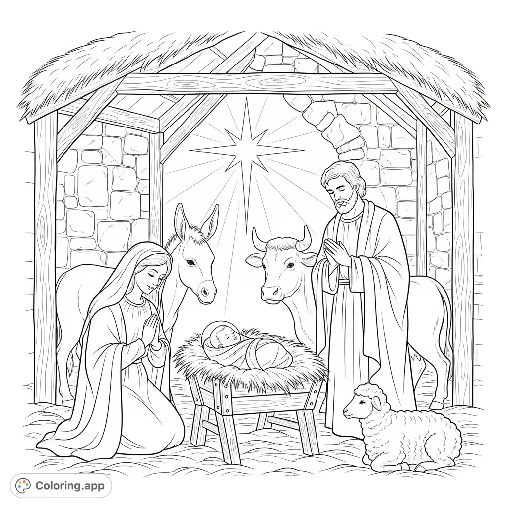 Coloring Pages Manger Scene — Example 6 Coloring Pages Manger Scene — Example 6