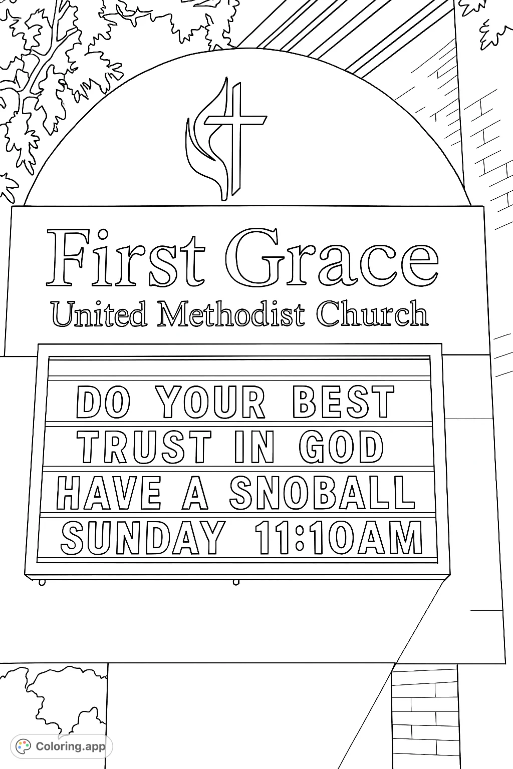 Springfield Sign Coloring Page First Grace Church Sign - Coloring.app