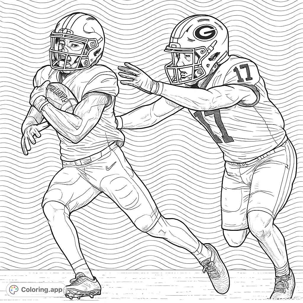 Player Coloring Layout Dynamic Football Action Play - Coloring.app