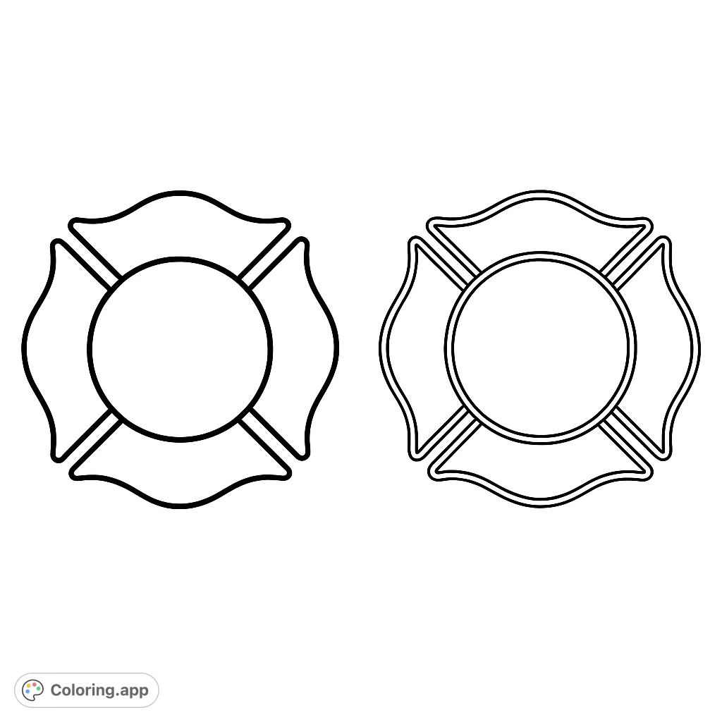 Color this iconic Maltese Cross emblem, a symbol of courage and service. Perfect for honoring firefighters and heroes with a meaningful design.