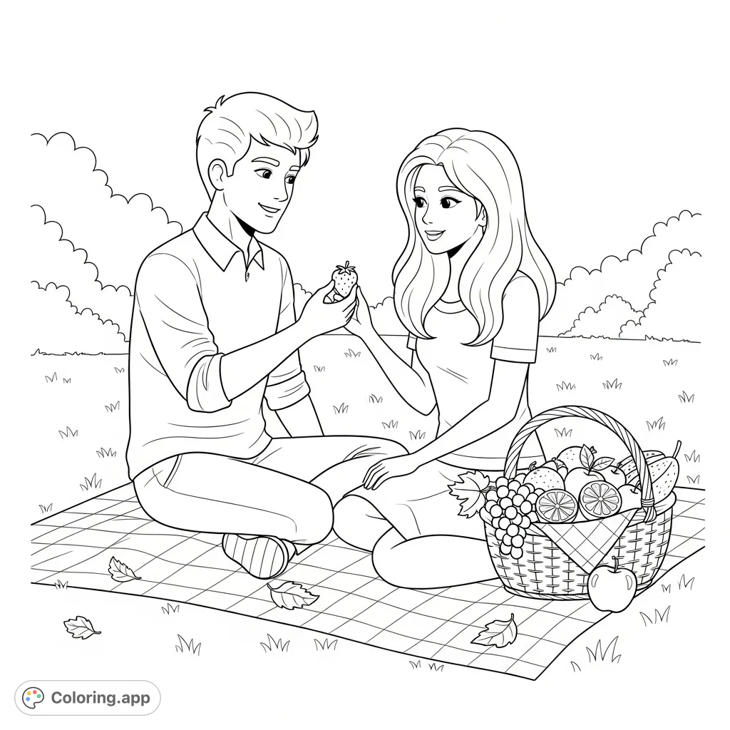 Romantic Park Picnic Coloring app