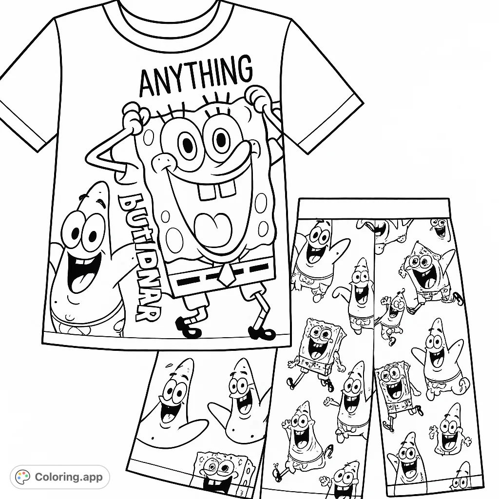 Dive into fun with Spongebob and Patrick! This lively page features the iconic duo and playful text, plus repeating patterns, perfect for fans.