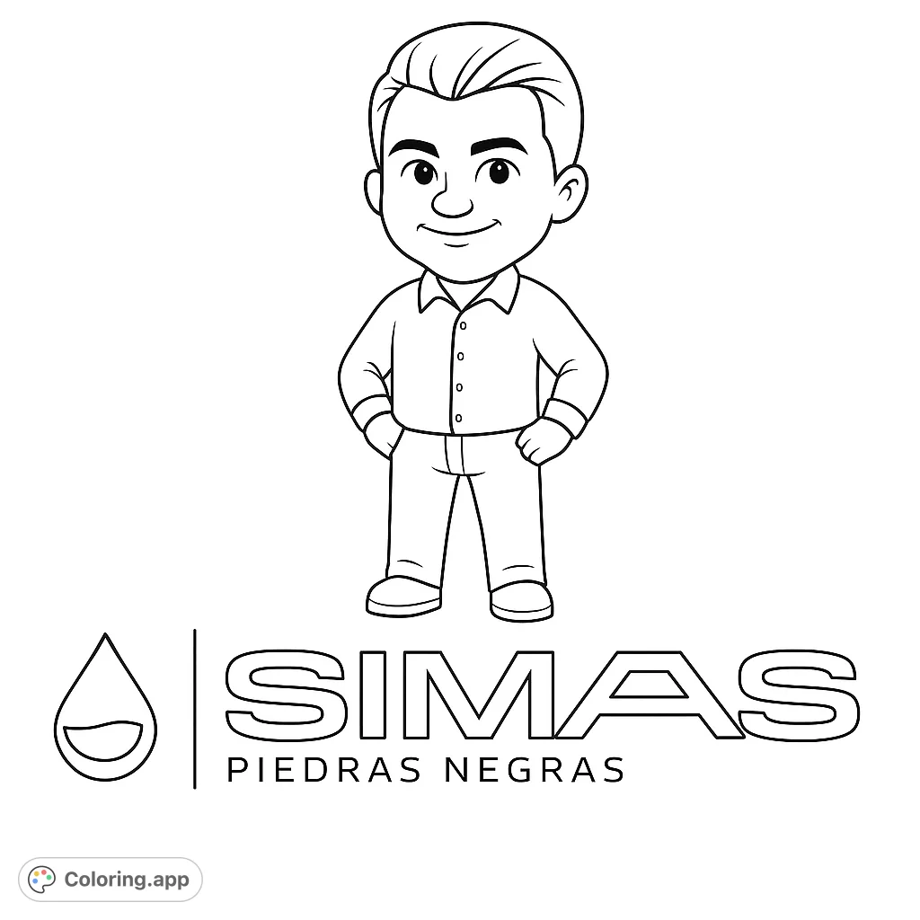 A cheerful cartoon man with a friendly smile, hands in pockets, ready for a splash of color. Perfect for a fun and engaging coloring experience.