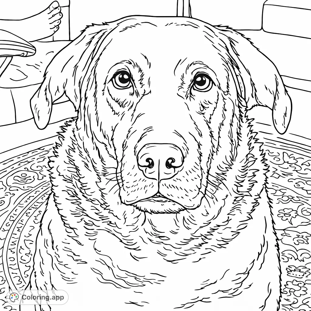 A delightful dog portrait featuring a lovable canine with expressive eyes and textured fur. Perfect for animal lovers of all ages to bring to life!
