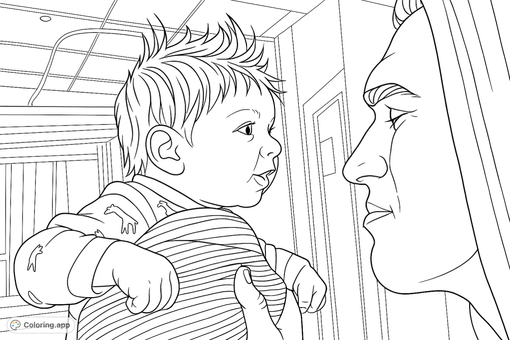 Capture a heartwarming moment between a baby with spiky hair and an adult, perfect for celebrating family bonds and tender connections.