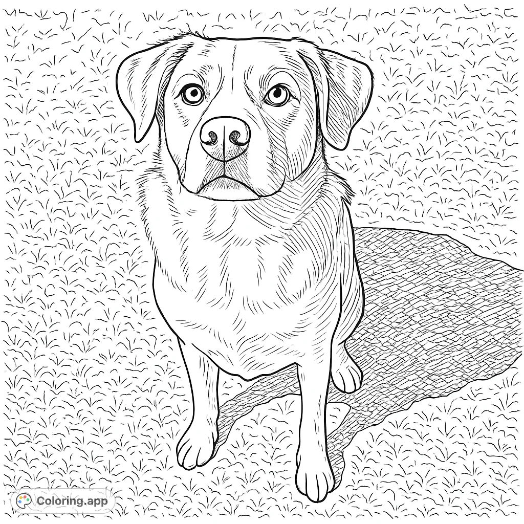 A charming dog sits attentively on a grassy surface, ready for you to bring its personality to life with your favorite colors. Perfect for pet lovers!