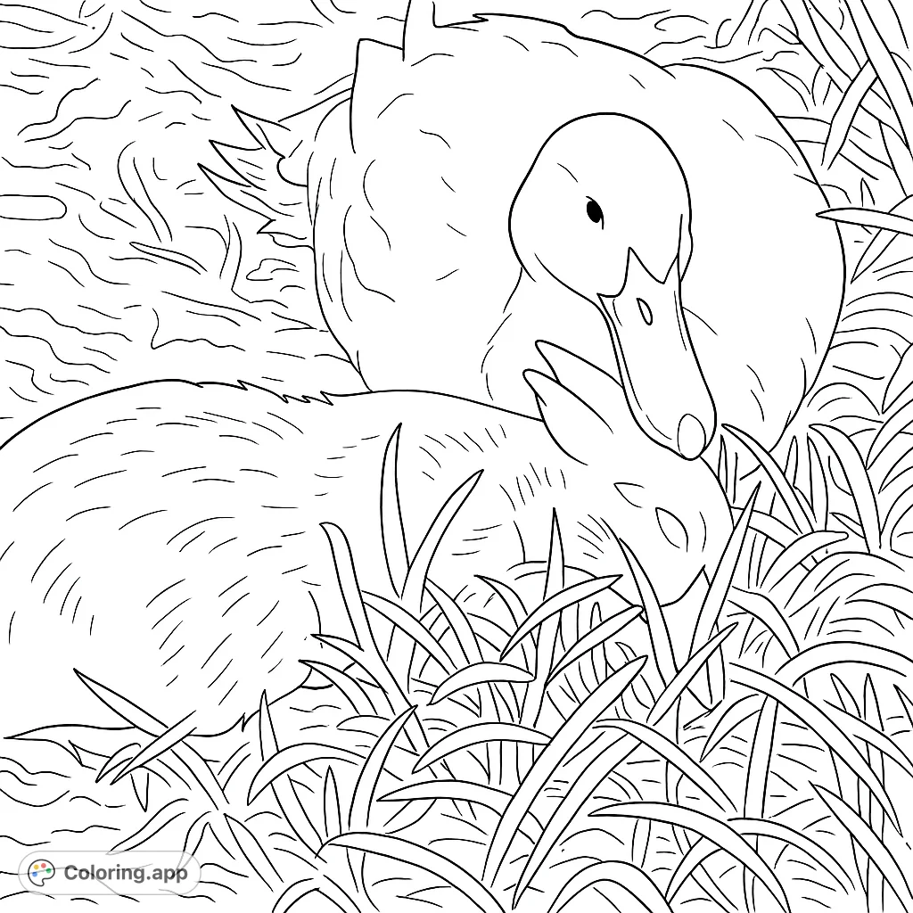 Peaceful Duck and Rabbit - Coloring.app