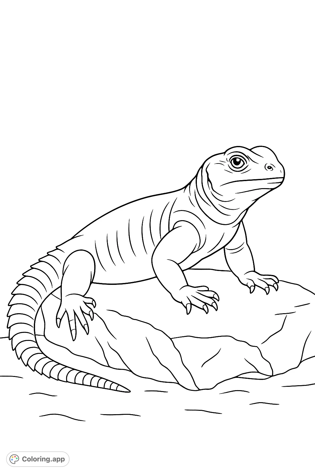 Lizard On Rocks Colouring In Curious Desert Lizard - Coloring.app