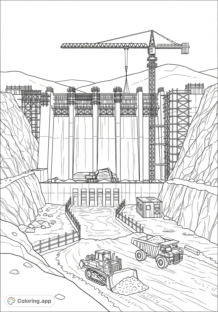 Coloring Dam Rajina Dam Construction Site - Coloring.app