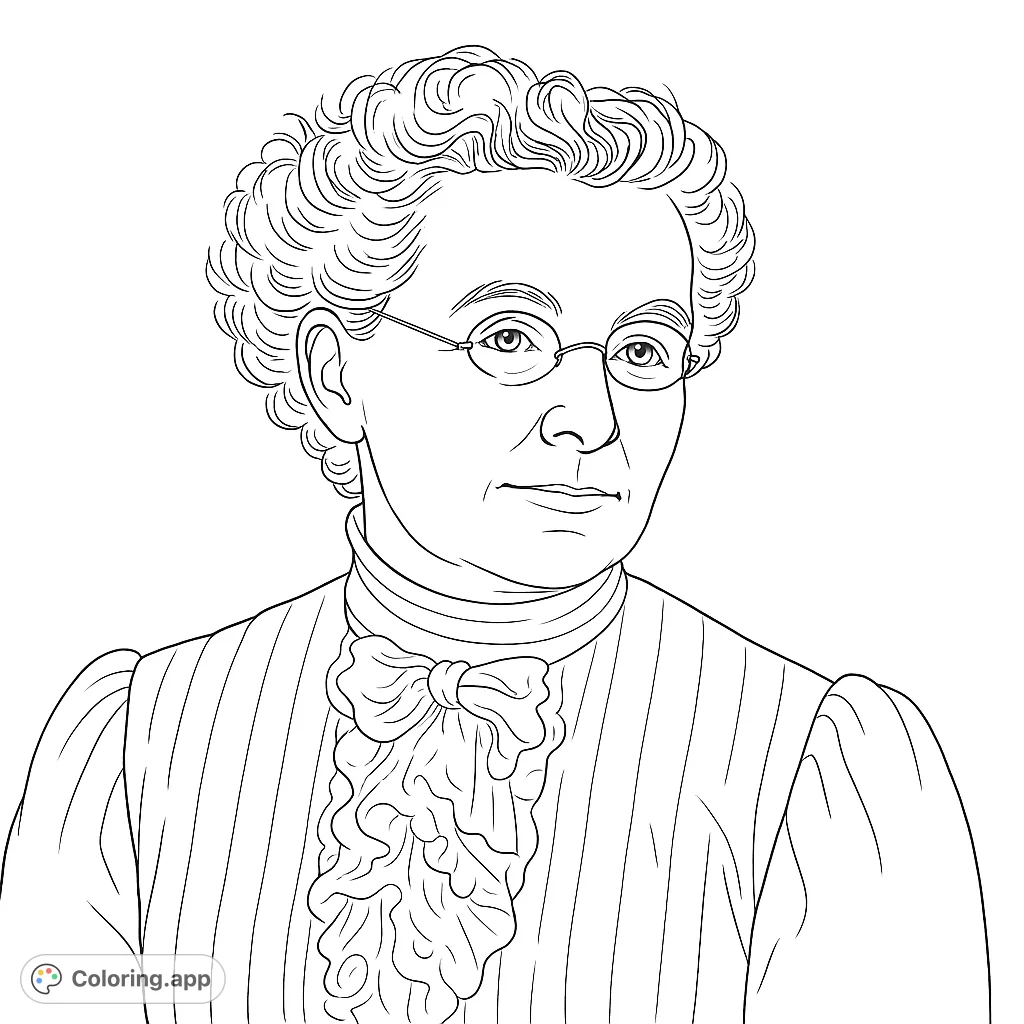 Capture the elegance of a bygone era with this vintage woman portrait. Features intricate curly hair, delicate spectacles, and a ruffled blouse.