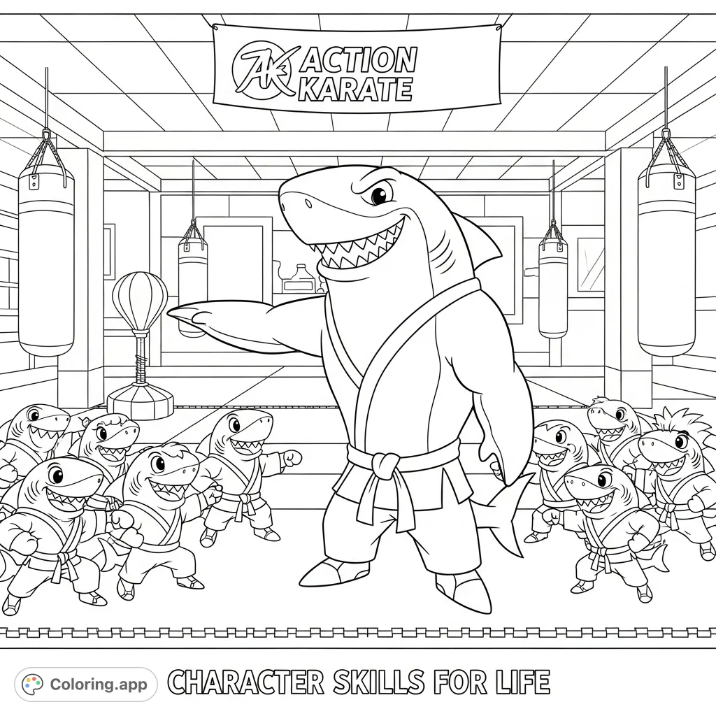 Dojo Image Colring Karate Shark Training Dojo - Coloring.app