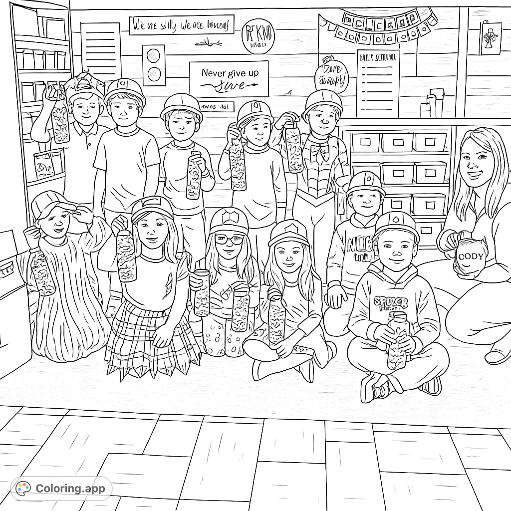 Classroom Community Colouring In Classroom Group Celebration - Coloring.app