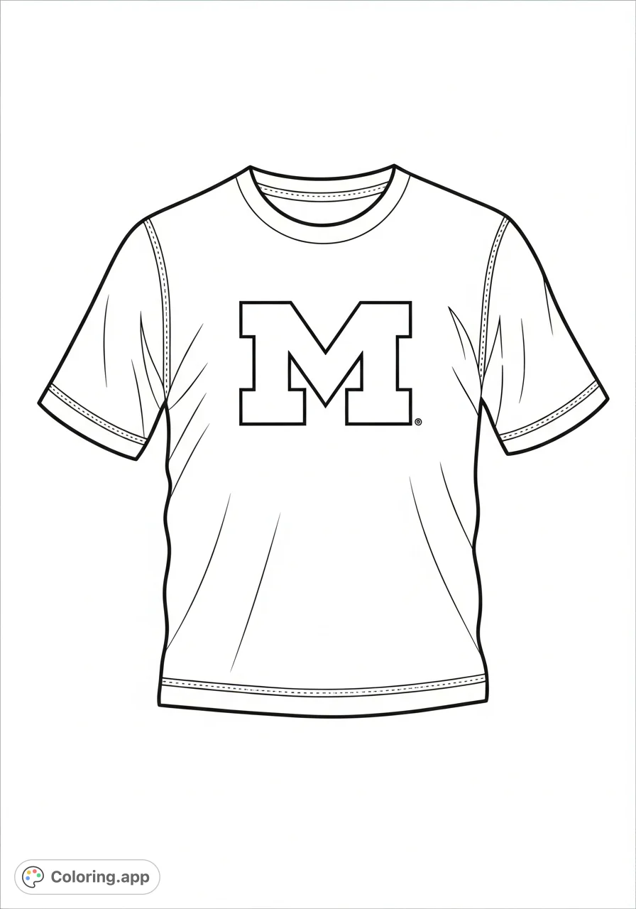 A striking Michigan Wolverine 'M' logo prominently displayed on a classic t-shirt, ready for fans to customize with their team spirit and creative flair.