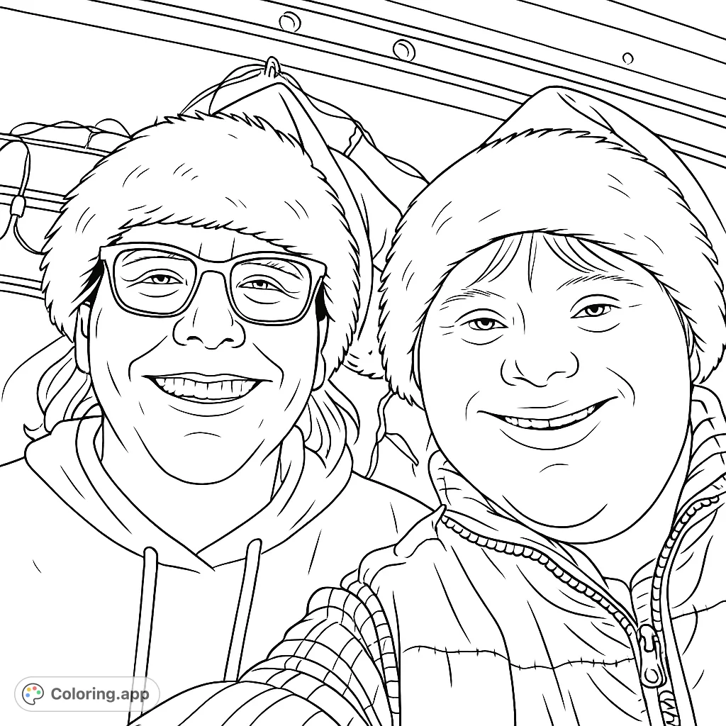 Capture the festive spirit with two smiling faces wearing holiday hats. A heartwarming scene perfect for celebrating special moments.