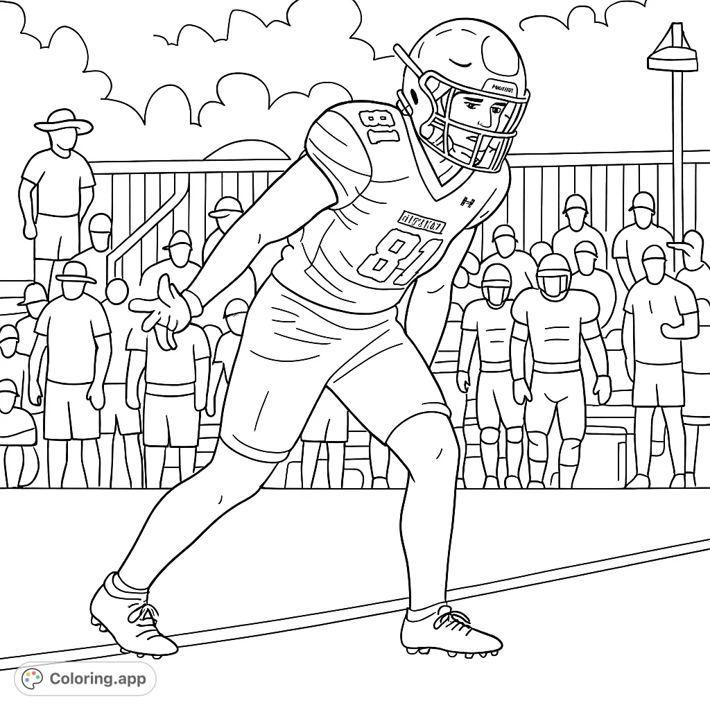 Player Coloring Layout Football Player Ready Stance - Coloring.app