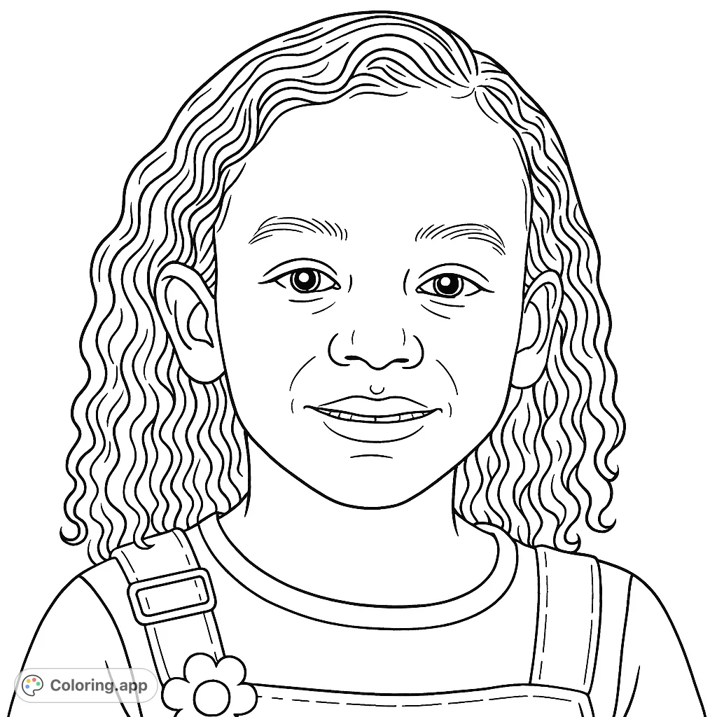 A delightful portrait of a young girl with curly hair and a gentle smile, ready for creative expression. Perfect for budding artists!
