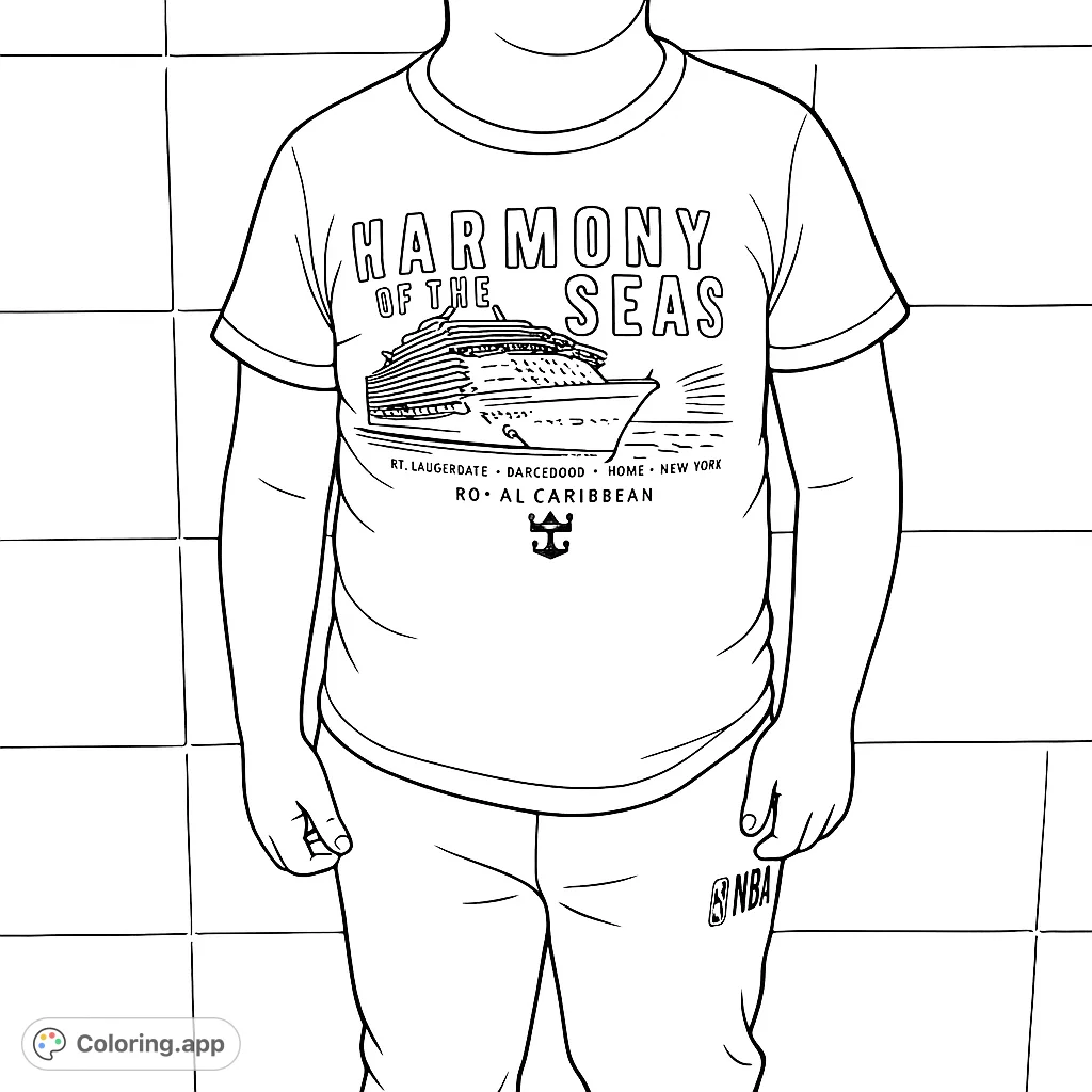 Embark on a creative voyage! Color a detailed cruise ship, "Harmony of the Seas," with intricate patterns, text, and a captivating sun.