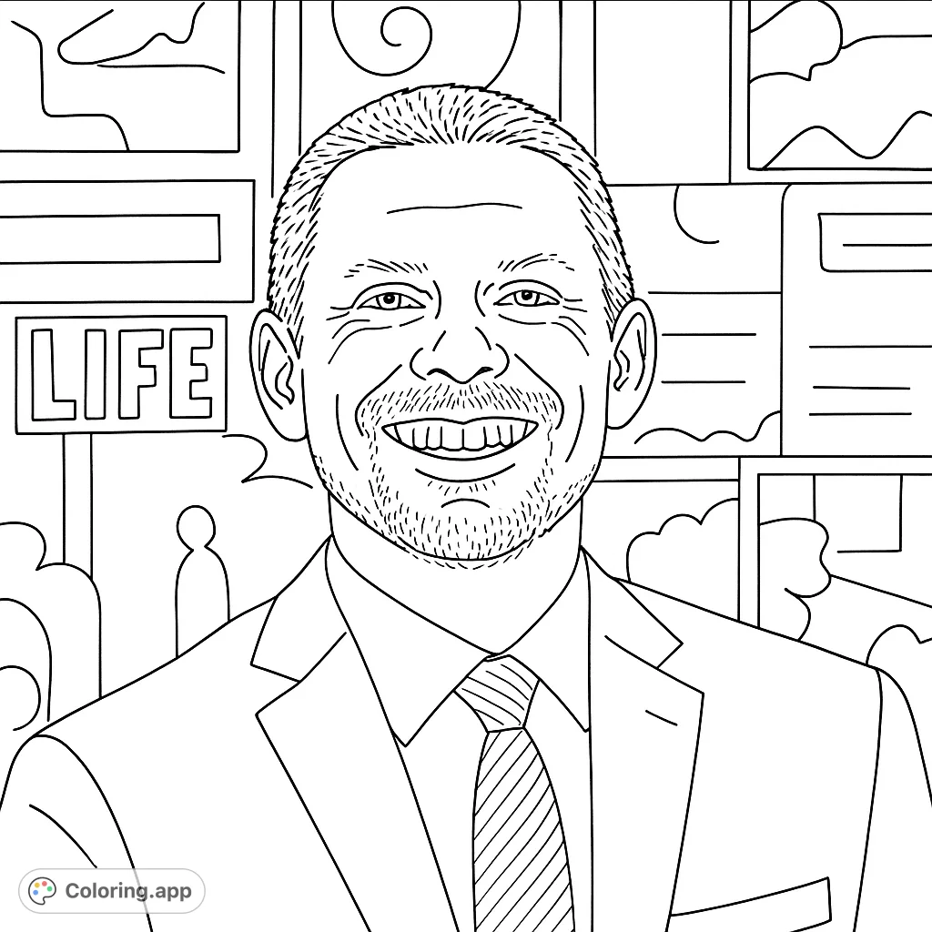 An engaging portrait of a smiling professional man, perfect for exploring detailed shading on facial features, formal attire, and a textured background.