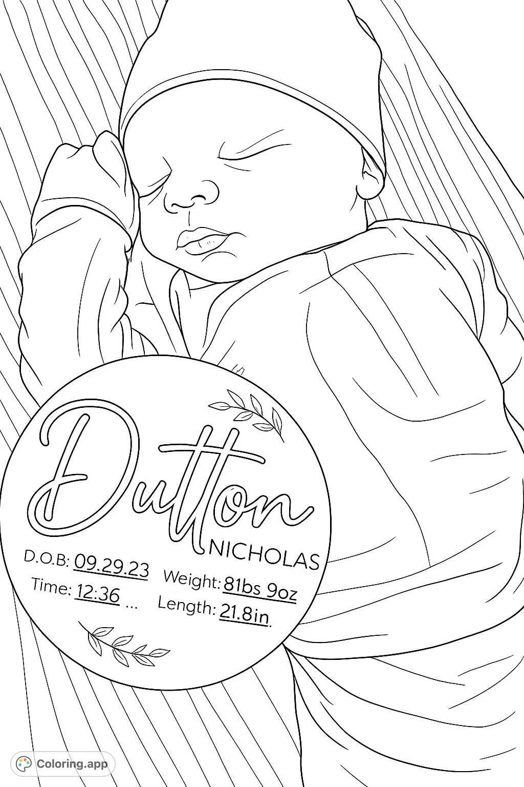 Capture the serene beauty of a sleeping newborn baby nestled beside a personalized birth announcement plaque. A touching keepsake for new parents.