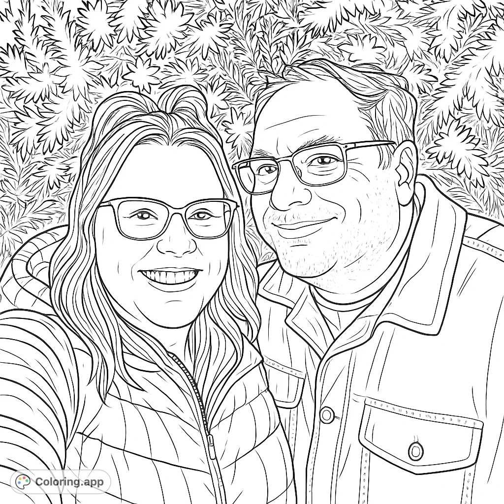 A heartwarming scene featuring two smiling individuals against a festive background of illuminated tree branches. Perfect for celebrating special moments.