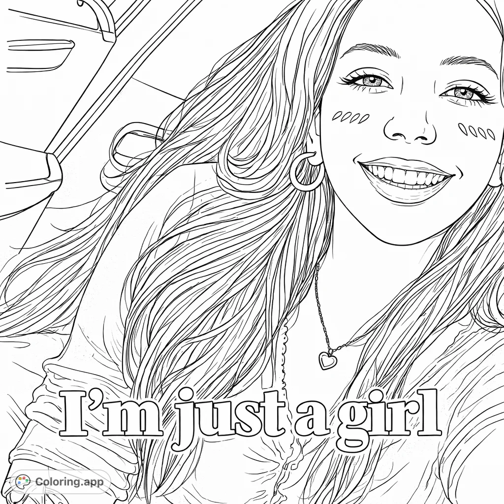 A captivating portrait of a smiling woman featuring long hair, a hoop earring, a heart pendant, and subtle facial embellishments, perfect for creative expression.