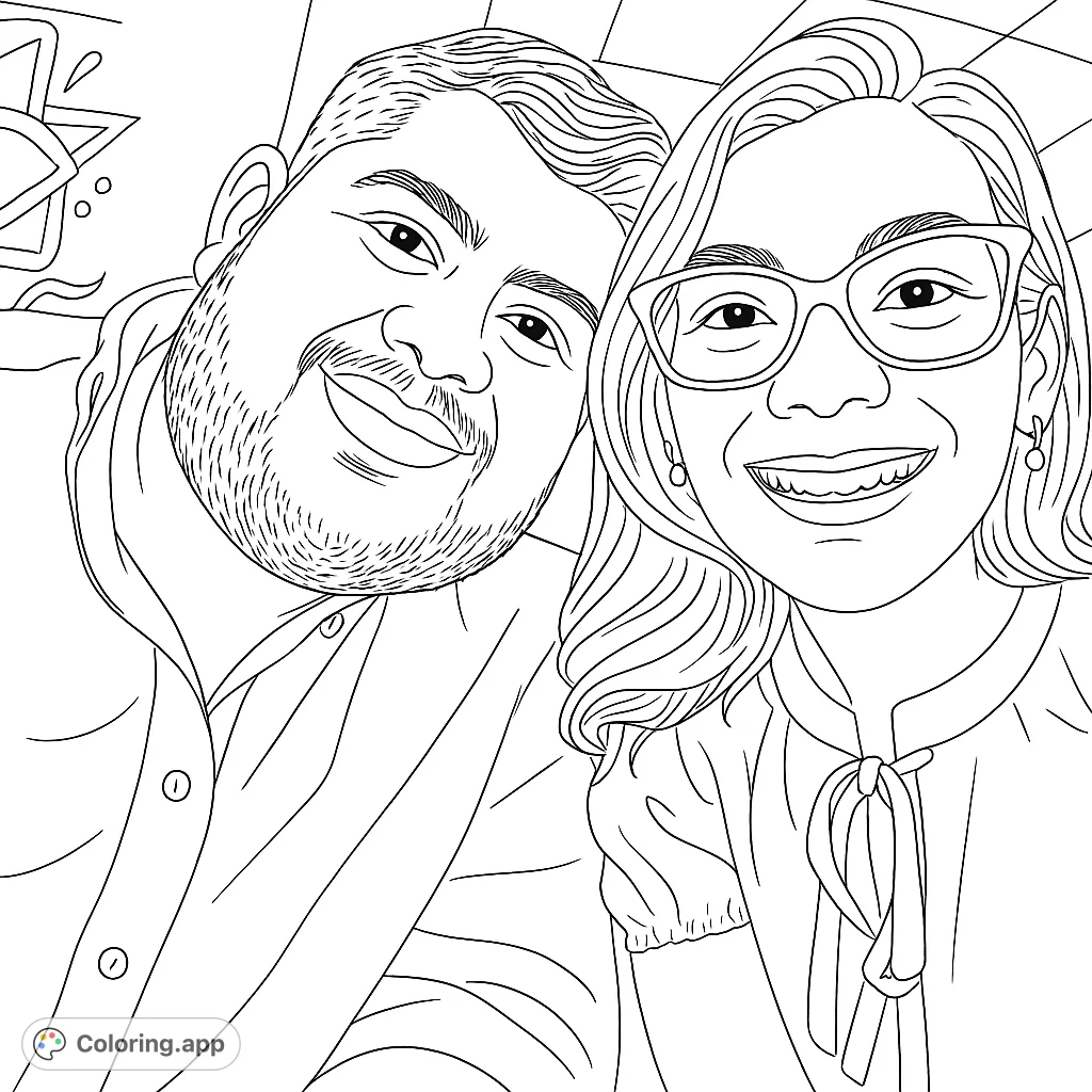 A heartwarming portrait of a smiling couple, perfect for personalizing with your favorite shades. Capture the joy and connection in this engaging scene.