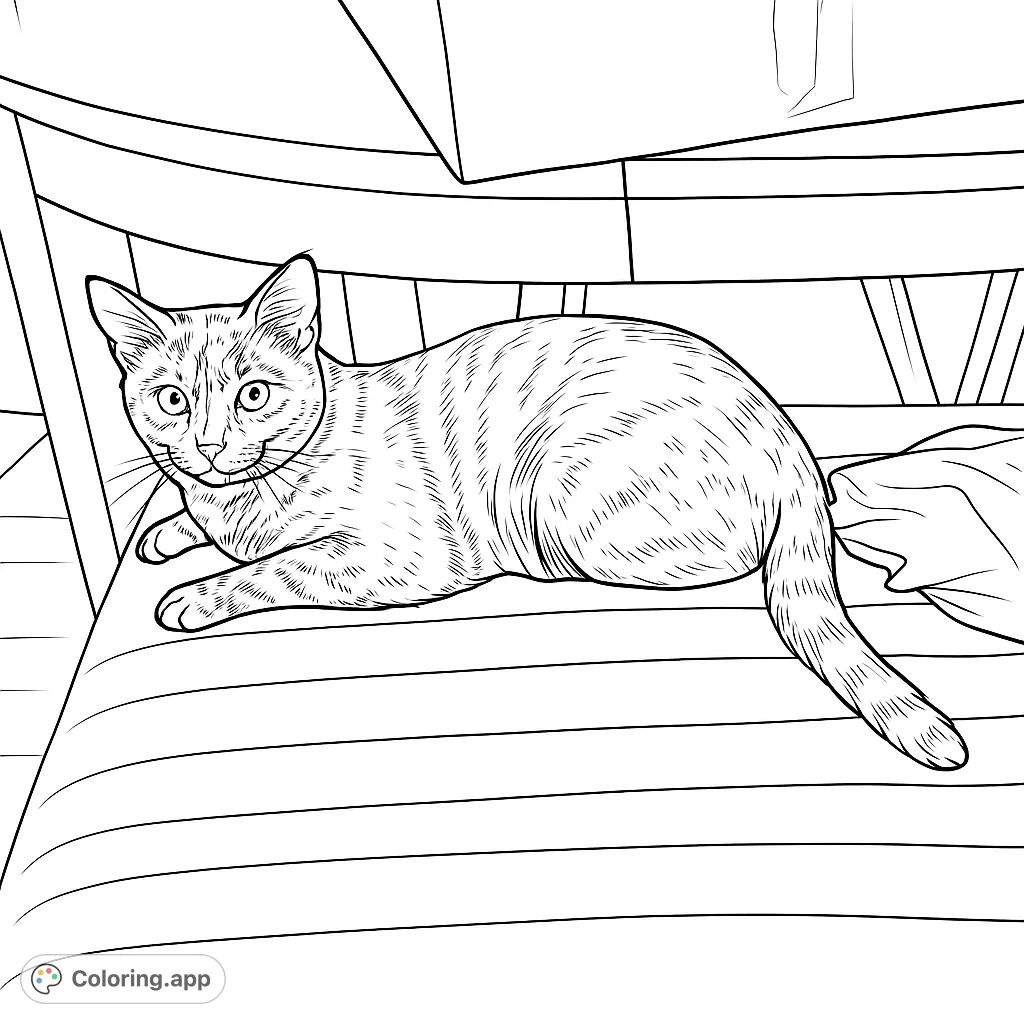 An engaging cat with a striking patchy fur pattern lies on a textured surface, peeking out from under a table. A captivating scene for animal lovers.