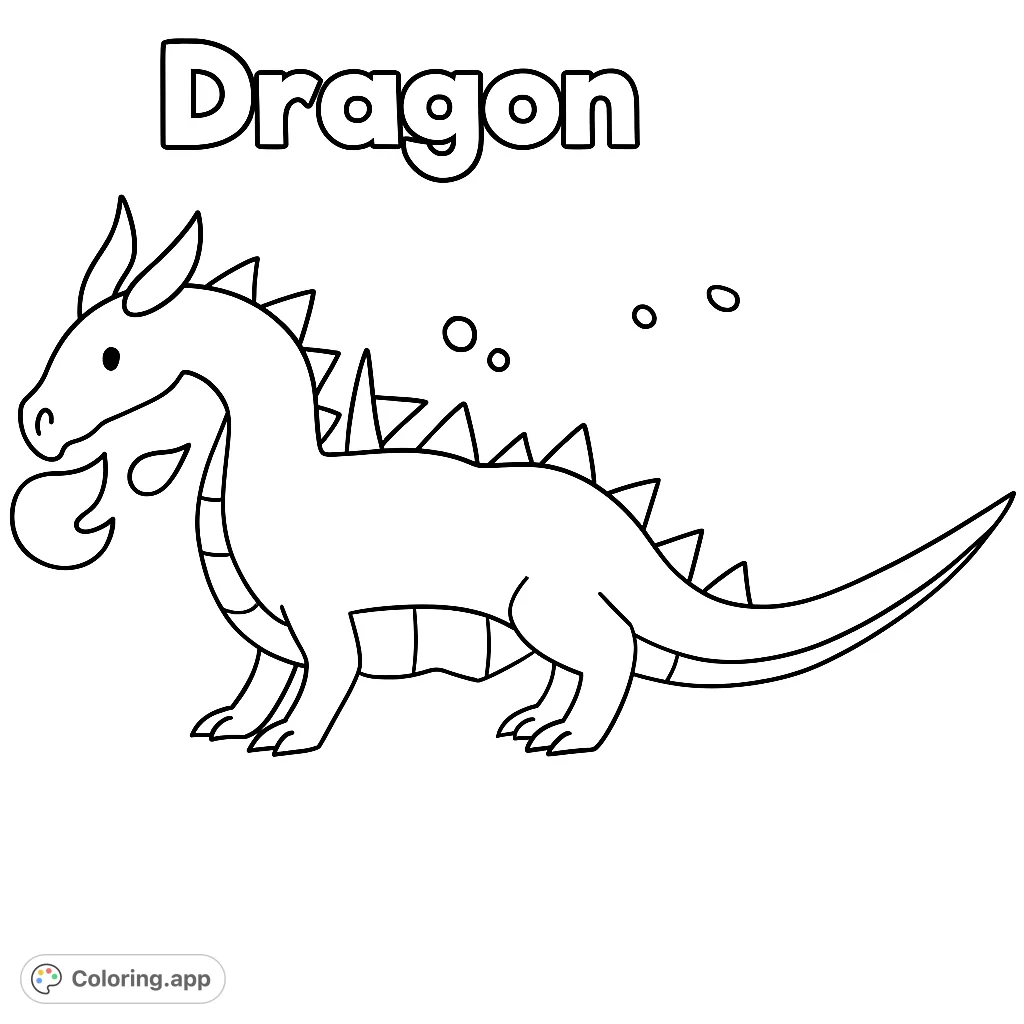 An adventurous spiked dragon coloring page featuring a sturdy creature with unique crests and powerful stance, perfect for fantasy enthusiasts.