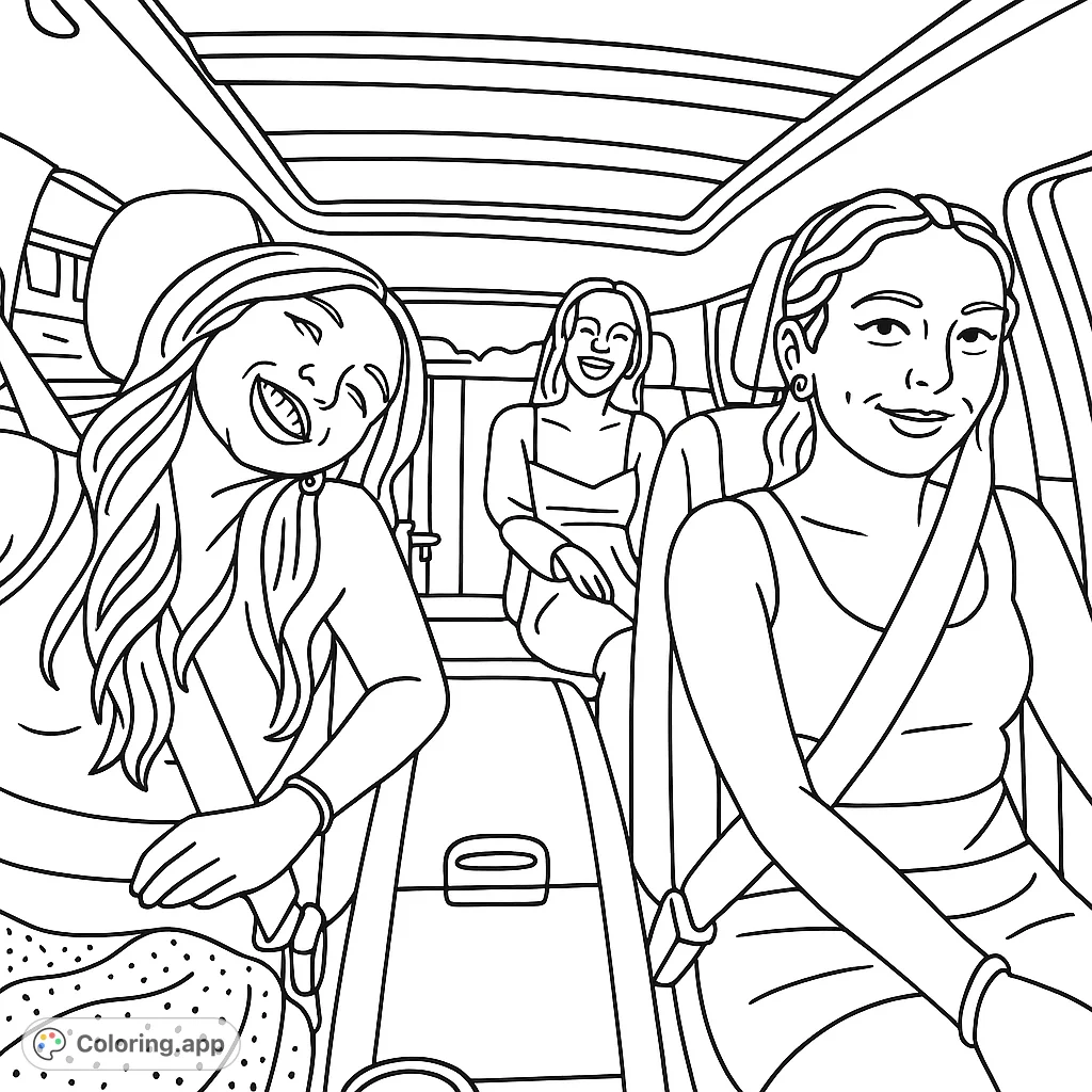 Friends Car Ride Joyful Friends Car Ride - Coloring.app