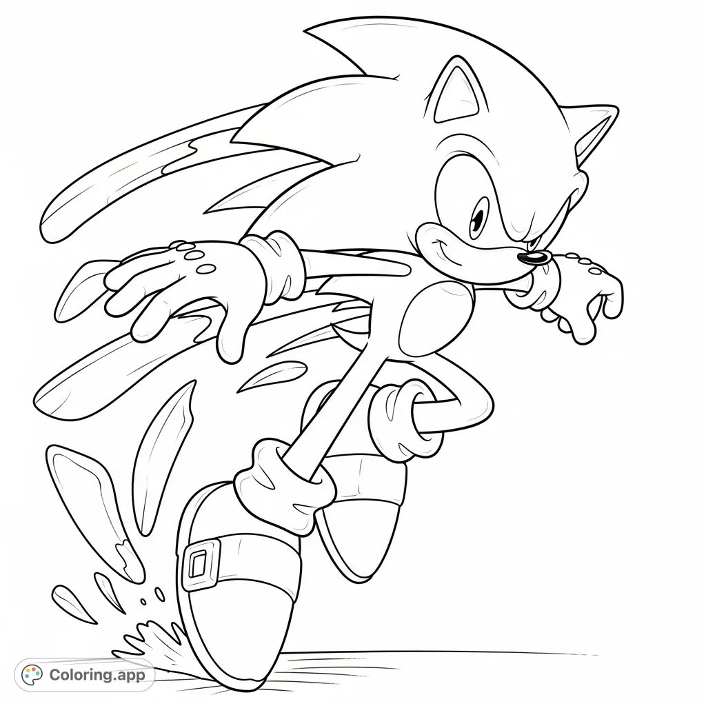 Capture the thrilling energy of Sonic the Hedgehog in a dynamic 3D pose, ready for action. This free printable coloring page is perfect for fans!