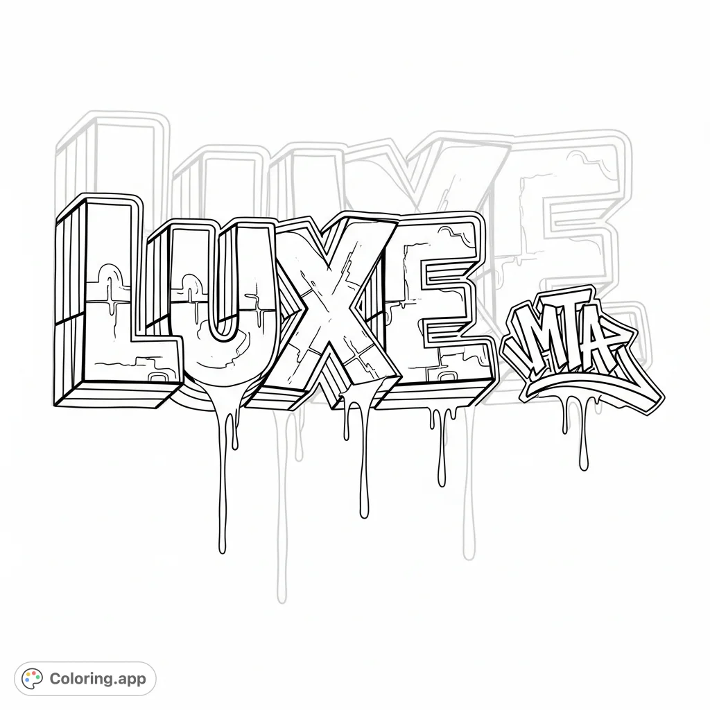 A dynamic graffiti piece featuring the word "luxe" in bold MTA style, with a distinct tag and drip effects. Perfect for urban art enthusiasts.