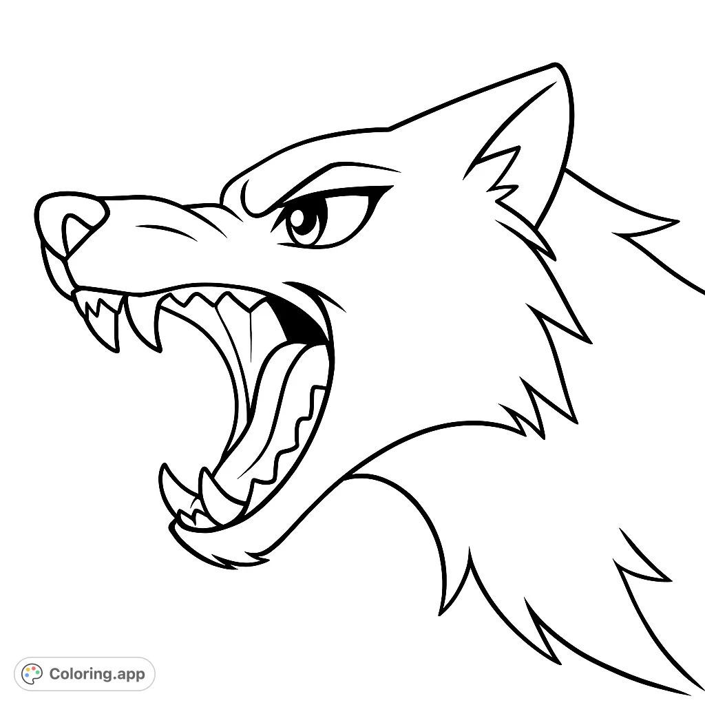 Unleash your creativity with this fierce anime-inspired canine head, mouth wide open in a powerful howl. Perfect for fans of fantasy creatures and expressive art.