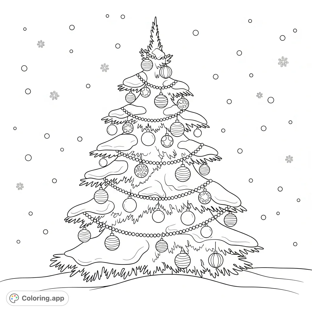 snowy-ornaments-christmas-tree-coloring-app for Christmas Tole Painting Patterns Free Printable Snowy Ornaments Christmas Tree - Coloring.app for Christmas Tole Painting Patterns Free Printable