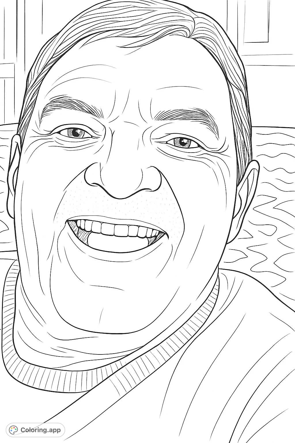 Capture the joyful expression of this man with a wide smile and expressive features. A perfect portrait for a personalized touch.