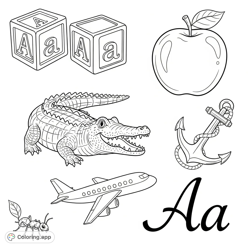 Coloring Letters Color Aa Alphabet 'Aa' Learning Page - Coloring.app