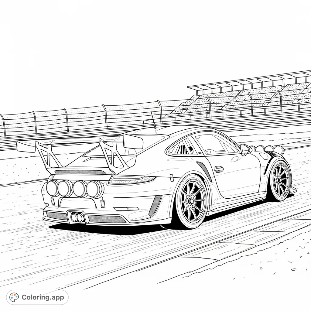 911 GT3 RS Race Car - Coloring.app