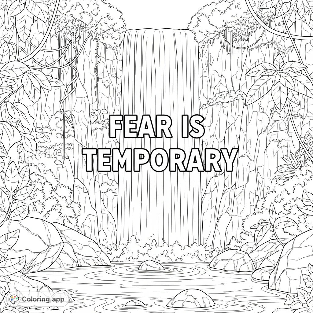 " A serene nature coloring page.