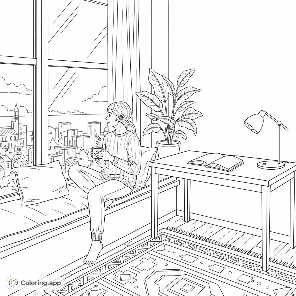 Cozy Window View - Coloring.app