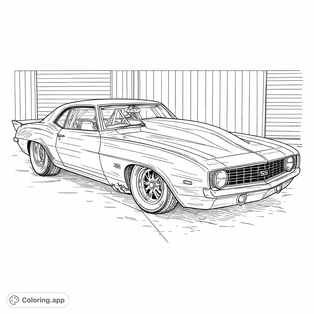 Classic Outlaw Drag Car - Coloring.app
